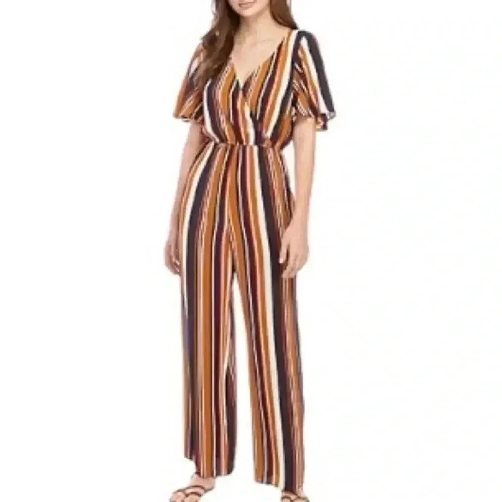 Speechless Colorful Retro Striped Wide-leg Jumpsuit
